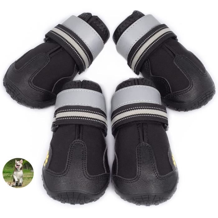 Comparer les prix de 4pcs Bottes Chien, Chaussures imperméable Chien avec Bretelles réglables réfléchissantes Bottes de Protection Antidérapant- Taille