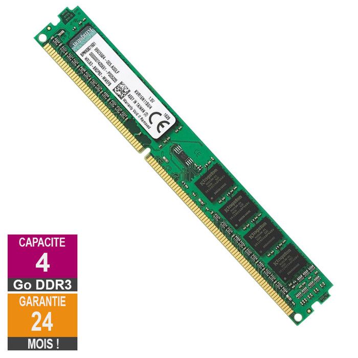 Barrette Mémoire 4Go RAM DDR3 Kingston KVR16N11S8/4 DIMM PC3-12800U - Kingston