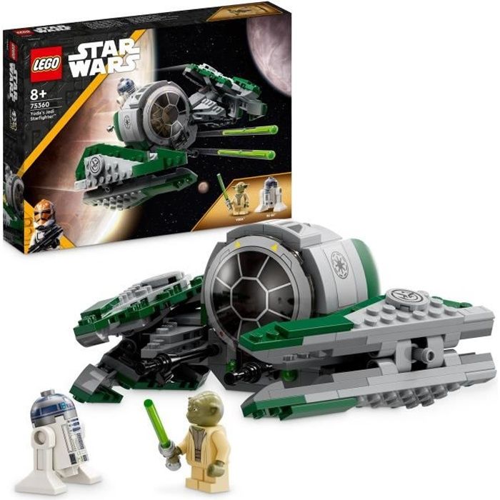 lego® star wars 75360 le chasseur jedi de yoda, jouet the clone wars avec la minifigurine yoda et figurine r2-d2