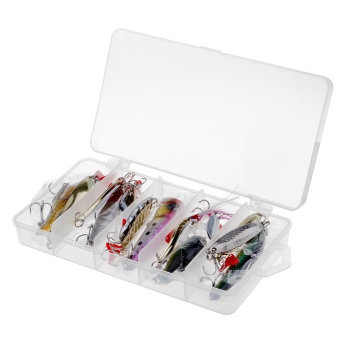Poseidon Kit De Pêche 99 Leurres – Vers, Minnows, Poppers, Cuillers, Boîte Rangement Transparente Incluse