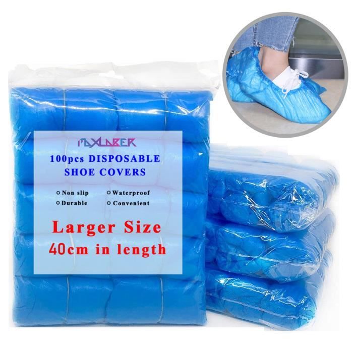 100 Surchaussures Jetables Imperméables MC - Taille Universelle Jusqu'au 47 - Pour Piscine, Gym, Extérieur (40x15cm)