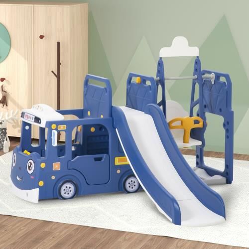 Toboggan enfants 4 en 1 balançoire et escalade toboggan Bus balançoire