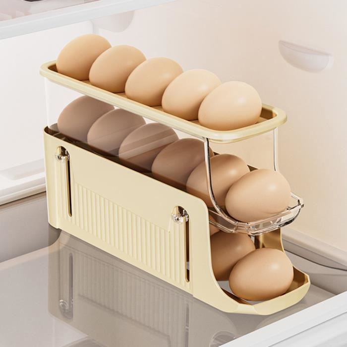 Boîte de rangement dœufs - MOMOTOU - MOMOTOU - Jaune - Plastique - 3 niveaux (roulage automatique)