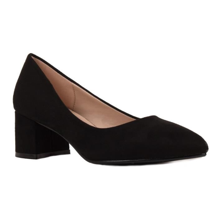 escarpin suedine talon carre