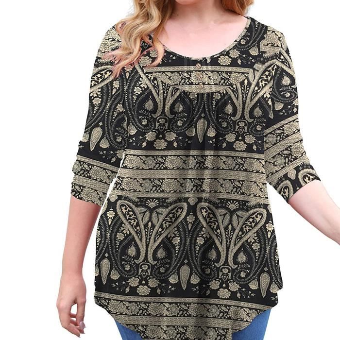 Chemise En Lin Pour Femme à Manches Longues Henley Et Col Boutonné