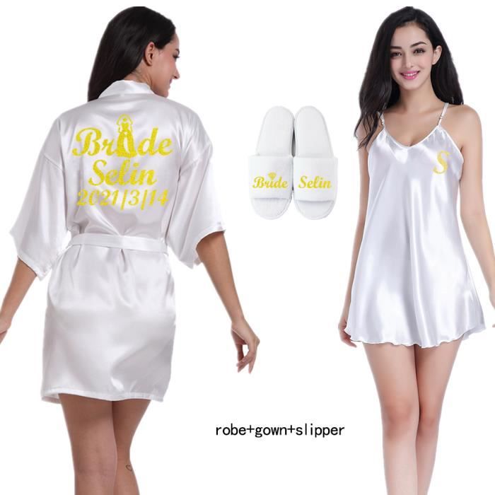 Ensemble Bustier & Short Satin Dentelle Personnalisé – Pyjama Mariée, EVJF, Cadeau Femme Élégant