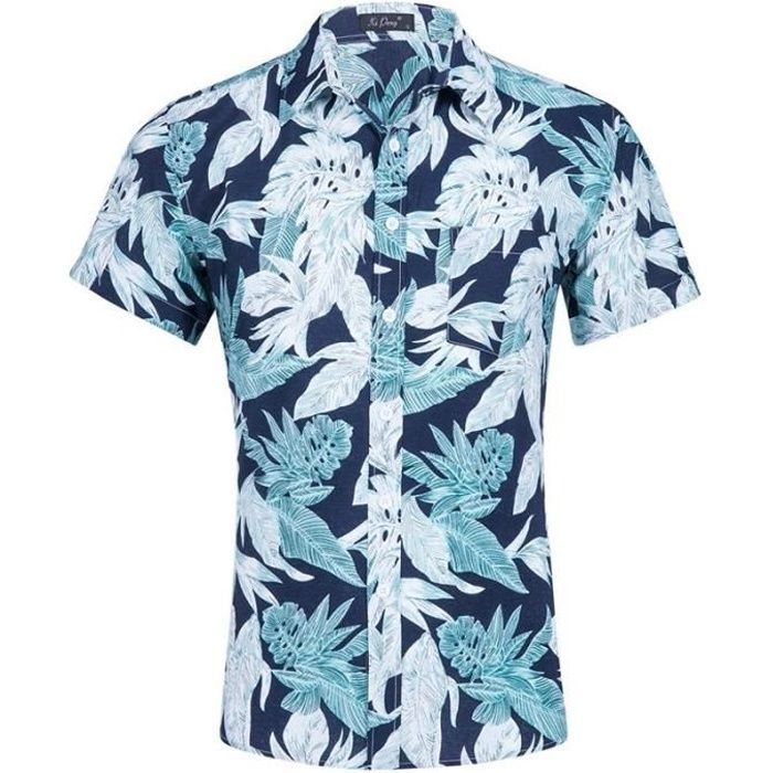 Fashionoutfit Men's Casual Été Motif Floral à manches courtes chemise hawaïenne 