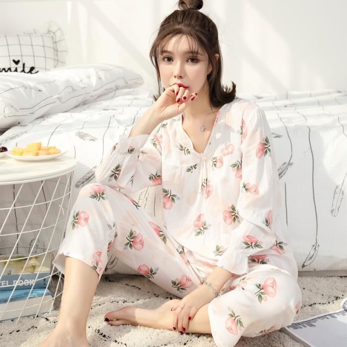 Ensembles de pyjamas en soie pour couple long Pyjamas assortis en soie