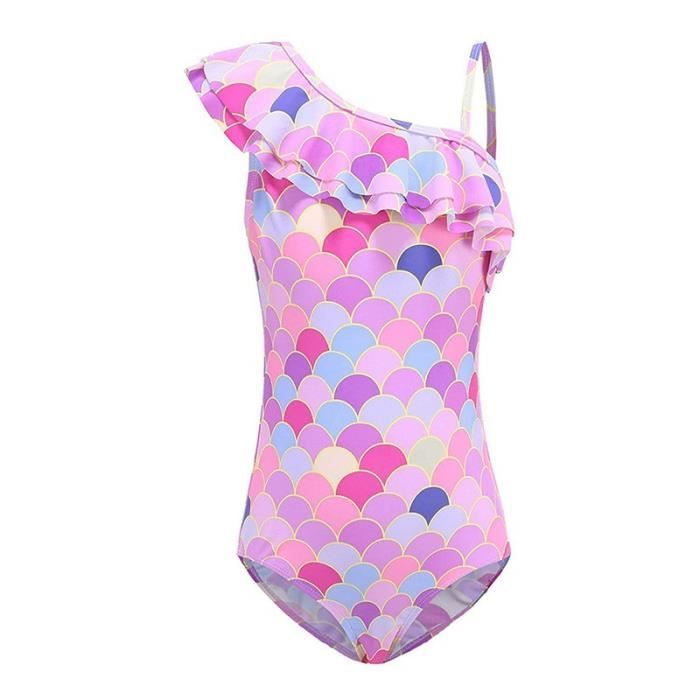 Maillot de Bain Fille Sirene Bikini Body de Bain sans Manches Culotte de Bain Plage Natation 3 10 Ans