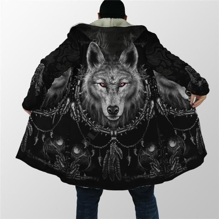 Survêtement De Noël Motif Loup - Sweat à Capuche + Pantalon, Coton-polyester, Décontracté, Pour Hommes
