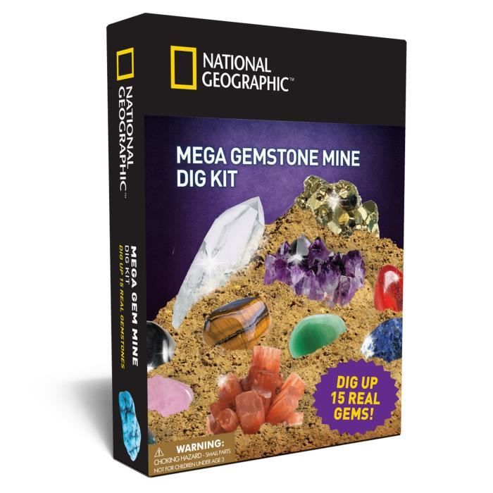 National Geographic Méga Mine De Pierres Précieuses - Déterre 15 Véritables  Gemmes Avec ZEIK3 - Achat / Vente pierre vendue seule Noir - Cdiscount