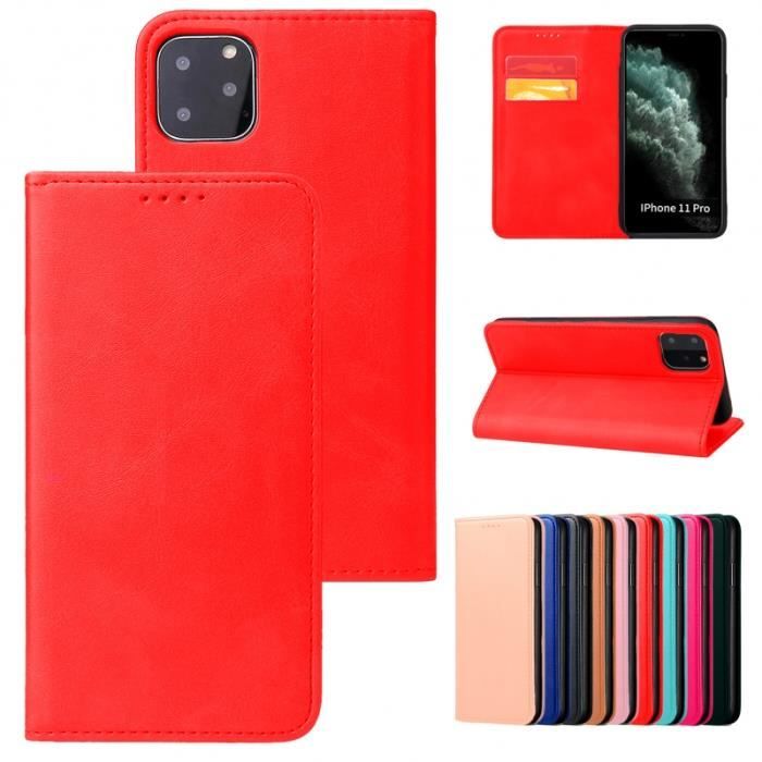 Custodia IPhone 11 Pro Antiurto Con Copriobiettivo Scorrevole E Supporto Magnetico - Rossa