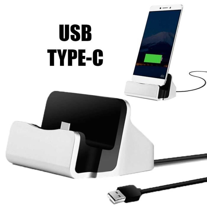 OCIODUAL Support Station de Charge Dock Données USB Type C Gris pour Téléphones Mobiles Smartphones Base Chargement Chargeur