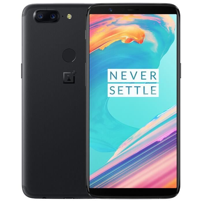 Achat T&eacute;l&eacute;phone portable Oneplus 5T smartphone 8go 128go  Snapdragon 835 Octa Core Android Double SIM - 4G - 6.01 pouce - Double caméra - 20+16MP Noir pas cher