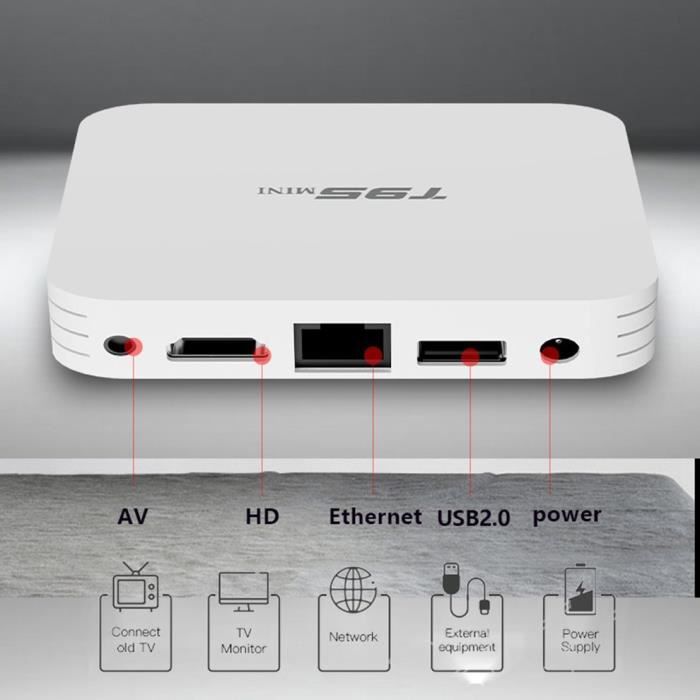 T95MINI Internet TV Set-top Box Lecteur multimédia intelligent compatible HDMI Disque dur intégré TV Box Lecteur réseau