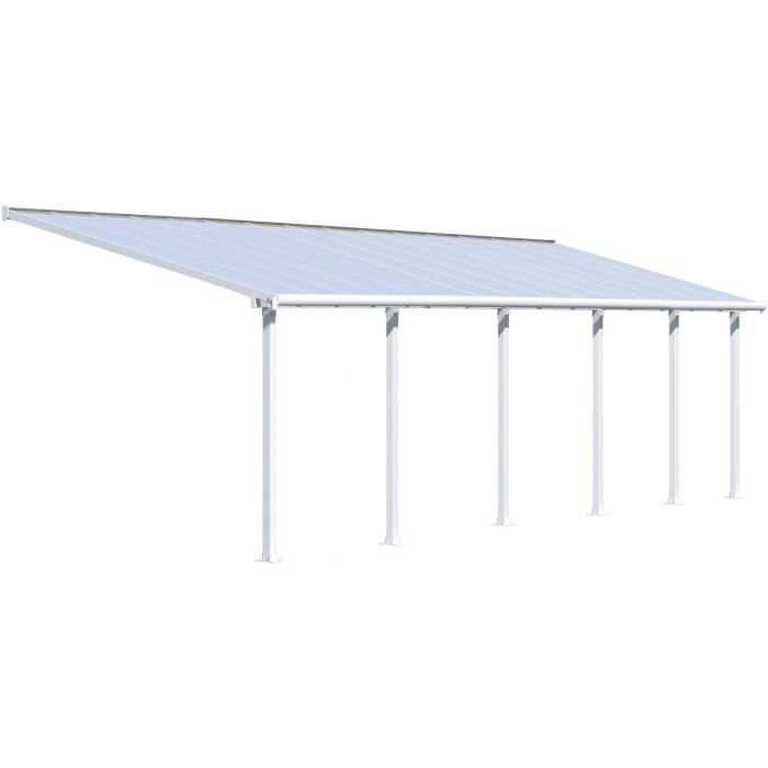 Pergola adossée Olympia 27,5 m² - Aluminium et polycarbonate - Blanc - PALRAM