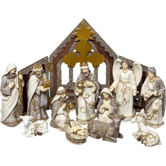 Crèche de Noël moderne complète avec santons Cdiscount Maison