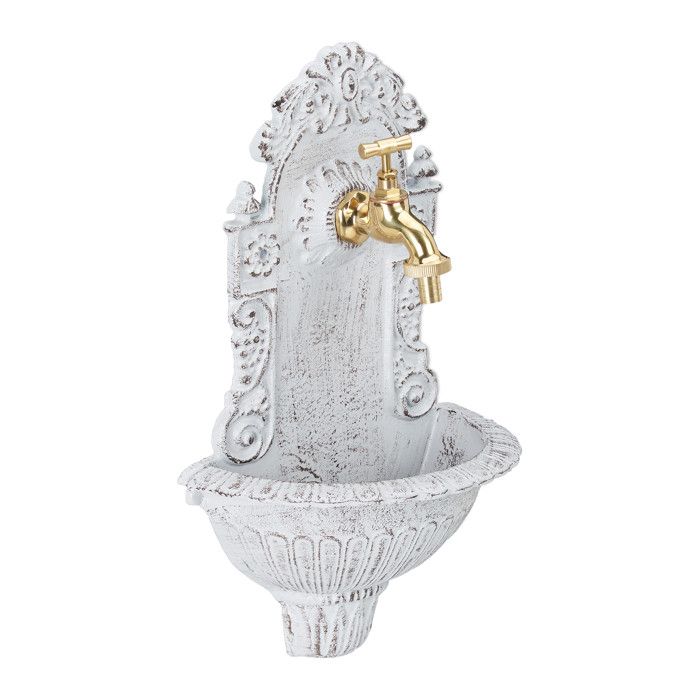 Fontaine Murale Antique En Métal Blanc – Style Robinet En Laiton – Palazzo INT LTA310