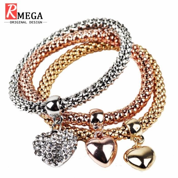 rmega® bracelet femme chaîne en cuivre bracelet de charme rond bijoux cadeau pour femme