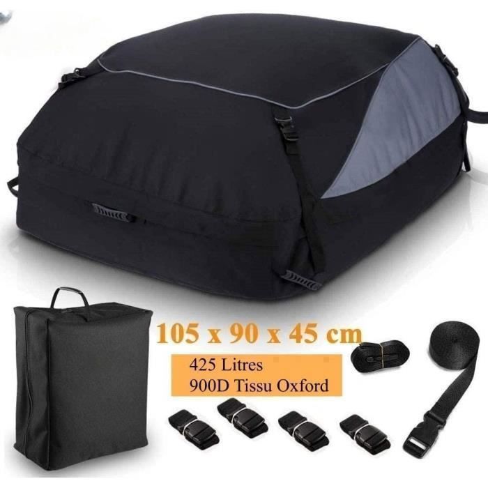 Coffre de toit - 425 Litres - 900D Tissu d'Oxford - 6 sangles - Sac De Toit Voiture imperméable- Pour diverses voitures