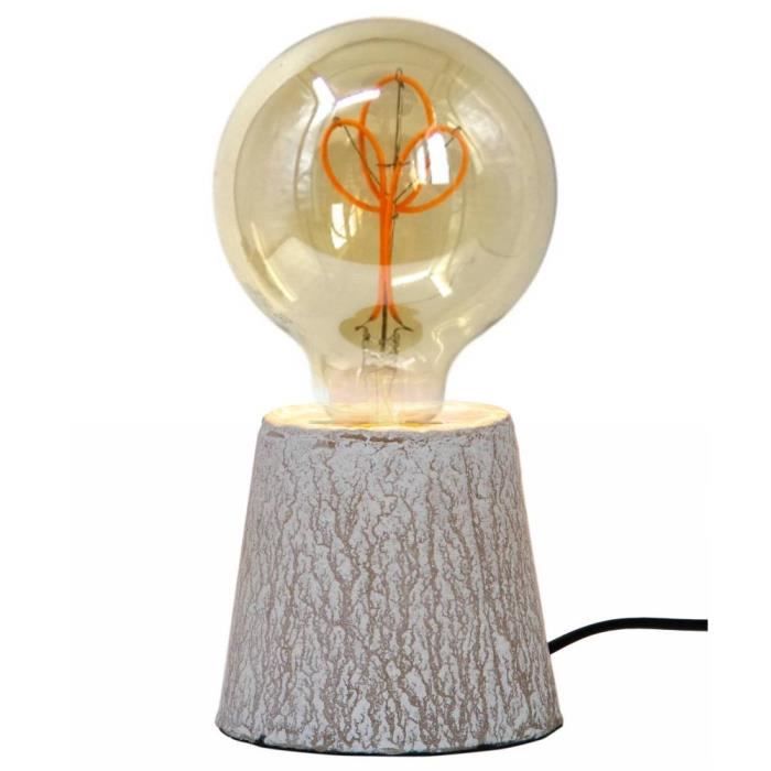 Lampe à poser - SAMPA - Kibo - Papier effet marbré beige - 40W - E27 - LED