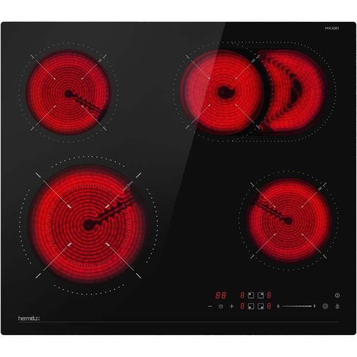 Table De Cuisson électrique KKT Kolbe CH5901RL – 60 Cm, 4 Zones, Vitrocéramique Noire