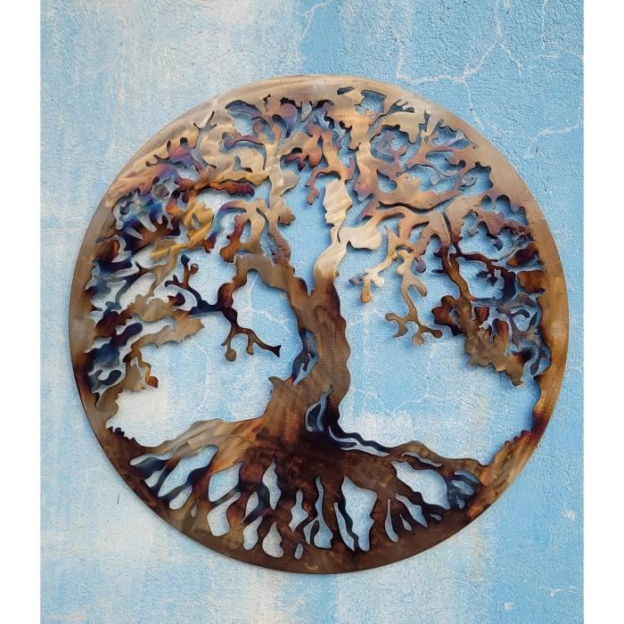 Arbre De Vie, La Chaleur De Couleur 69,8 Cm Décoration Murale En Métal