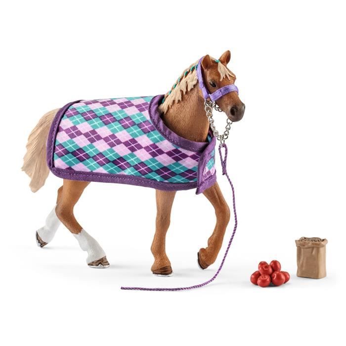 Set de Jouets schleich 5 Pièces avec Figurine Cheval Pur-sang anglais avec couverture - Jouet Cheval