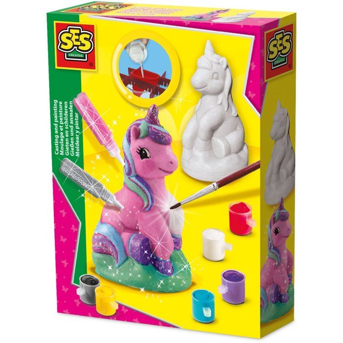 Kit Moulage Et Peinture Sous-Marin SES Creative - Figurines Plâtre à Créer - 6 Couleurs + Paillettes - Dès 5 Ans