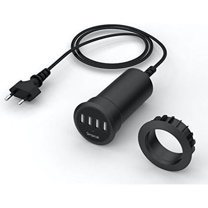 Simpeak Usb Fan Simpeak 30W 4-Port USB Chargeurs de Bureau Supports 2.0