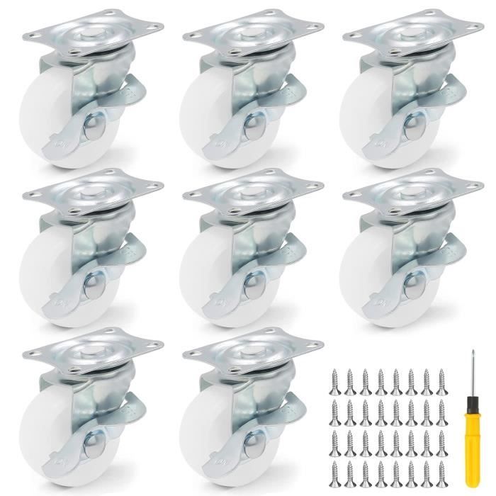 5 Roulettes Pivotantes 50mm Pour Meubles - Caoutchouc Silencieux, Vis 10x15mm, Charge 10kg Par Roue, Remplacement Chaise Bureau - 7
