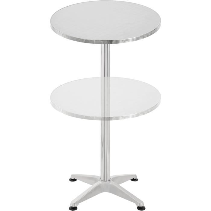 Table De Bar Réglable En Hauteur – Plateau Noir MDF 60x60 Cm – Pied En Acier Inoxydable – Design Moderne Pour Manger Debout – Idéale Cuisine, Salon, Bureau