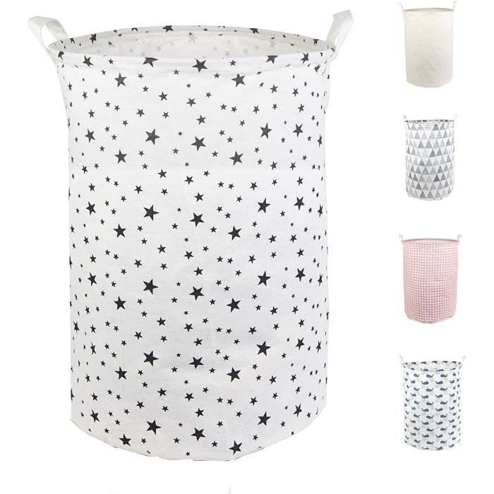 Panier à Linge Pliable Grand Modèle - Tissu Coton/lin - Rangement Salle De Bain/chambre - Amovible Et Pratique