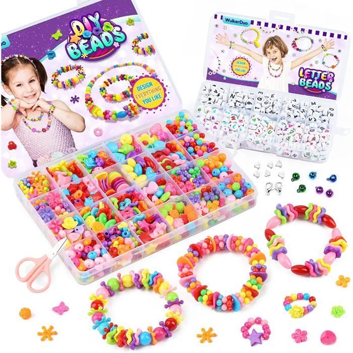 Kit Fabrication De Perles WuikerDuo - Perles Poney Lettres Pour Bracelets Et Colliers - Loisir Créatif Enfants Et Adultes
