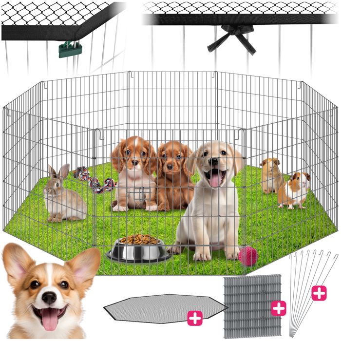 Meilleurs prix pour TECTAKE Enclos HOPPER avec filet de sécurité grande porte avec verrouillage Ø 145cm