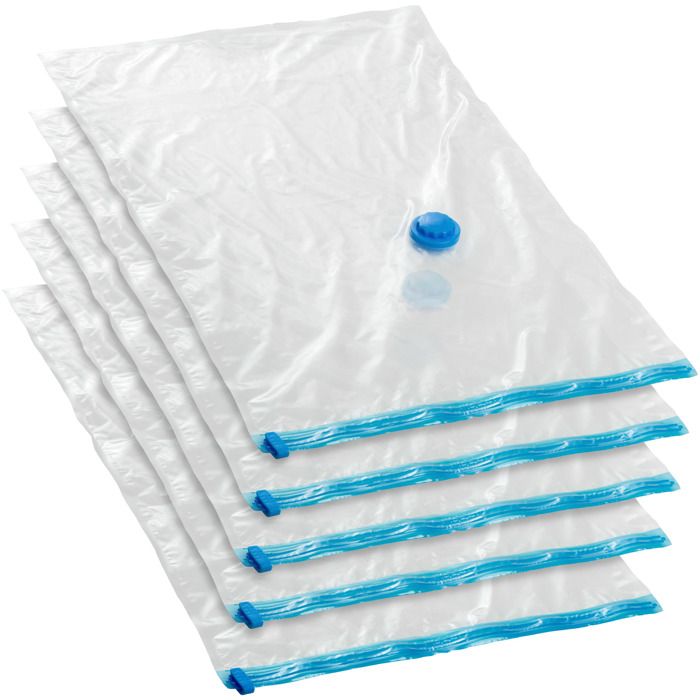 Housses sous-vide - TECTAKE - Lot de 5 housses de rangement sous-vide taille M réutilisables pour gain de place - Transparent
