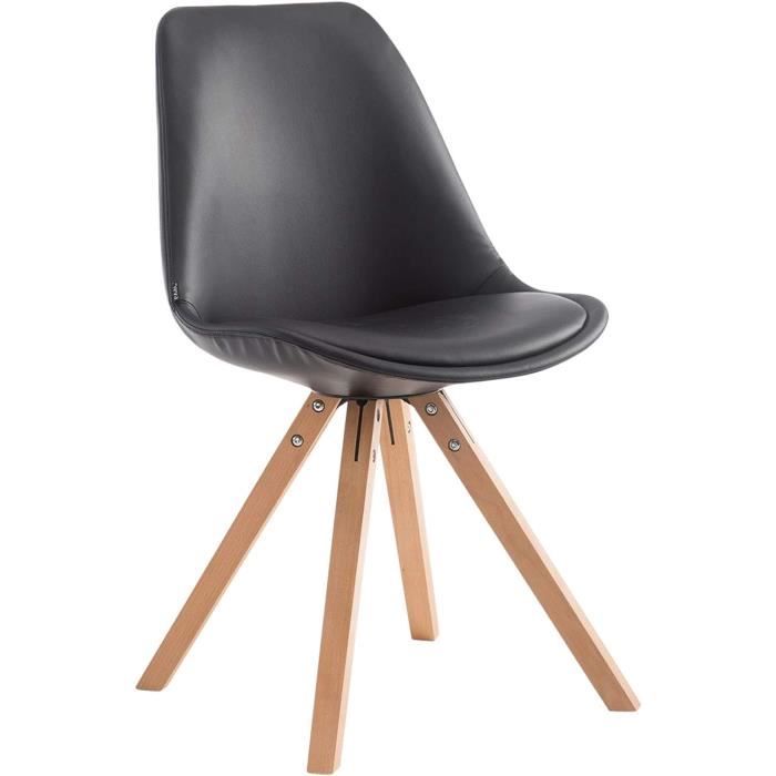 Chaise Visiteur Rembourrée Hjh OFFICE ADVIE V - Siège Conférence Similicuir Avec Accoudoirs, Piètement 4 Pieds, Noir