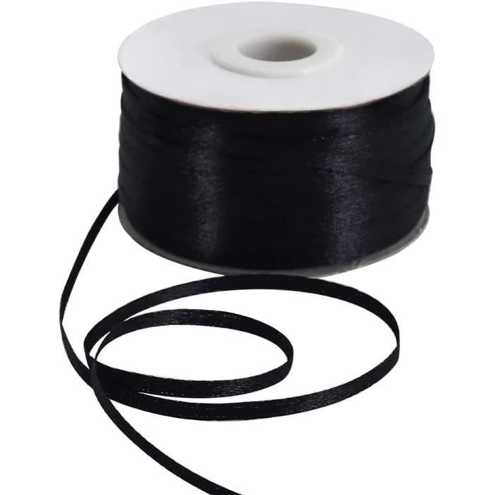 Lot De 2 Rouleaux De Ruban De Satin Noir 40mm X 22m - Double Face Polyester - Pour Couture, Décoration, Cadeaux