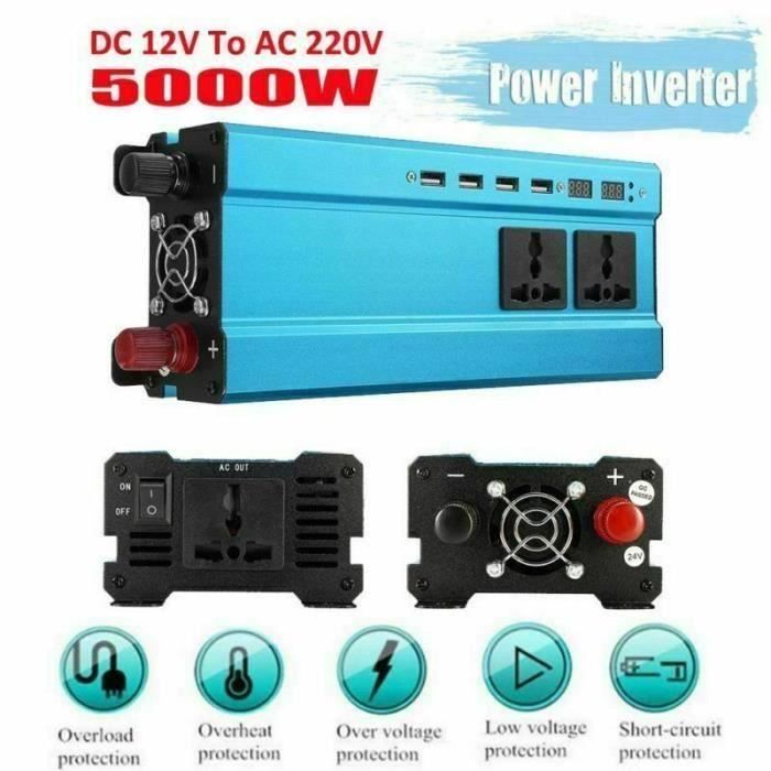 5000W DC12V à AC220V LED Numérique Puissance Inverter Onduleur Convertisseur