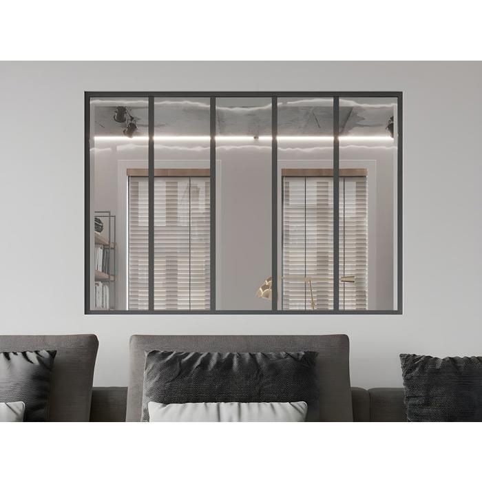 Verrière atelier en aluminium thermolaqué - 150x105 cm - Noir
