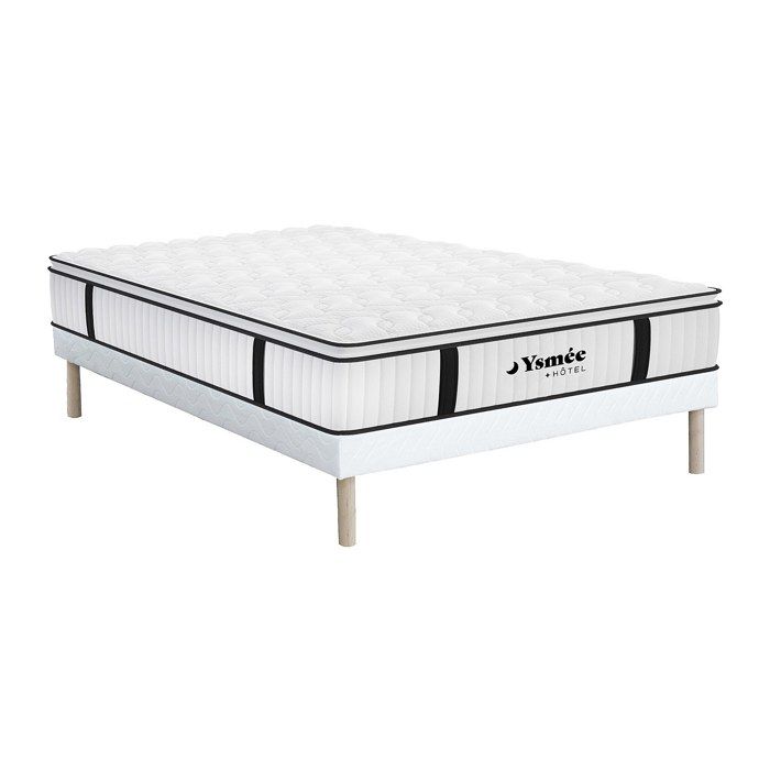 Ensemble 160 x 200 cm sommier + matelas anti-feu ressorts ensachés et surmatelas intégré ép.28 cm - DELICE de YSMÉE HÔTEL Ensemble 160 x 200 cm sommier + matelas anti-feu ressorts ensachés et surmatelas intégré ép.28 cm - DELICE de YSMÉE HÔTEL