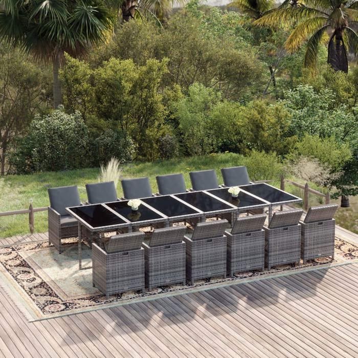 vidaXL Ensemble à dîner de jardin 13 pcs Résine tressée - vue 2
