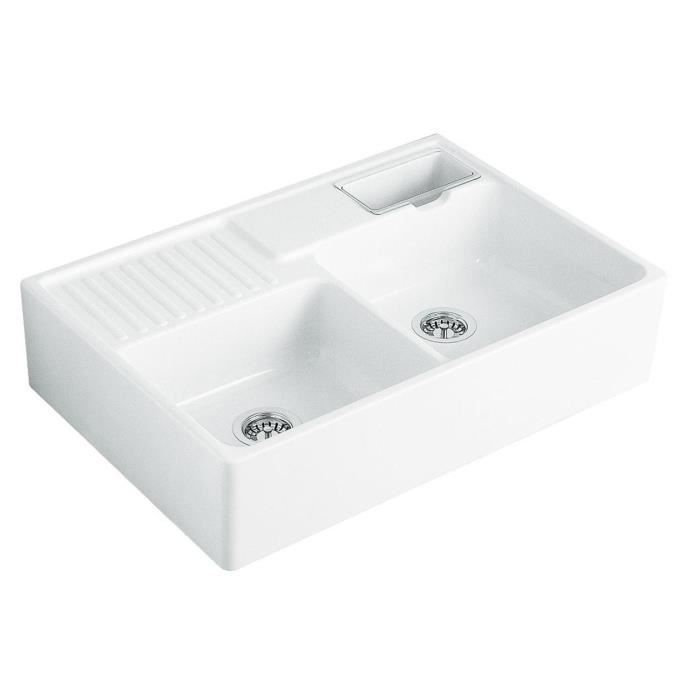 Villeroy & Boch Evier - VILLEROY & BOCH - Tradition - 2 bacs - Céramique - Vidage automatique - 895x63 cm