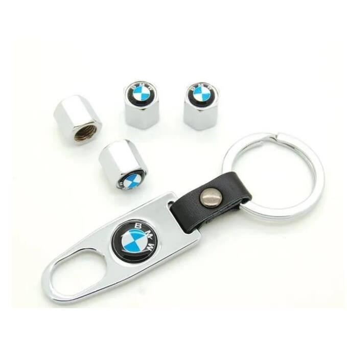 Lot de 4 remplacement Bouchons de valve avec porte clé pour voiture BMW bleu et blanc