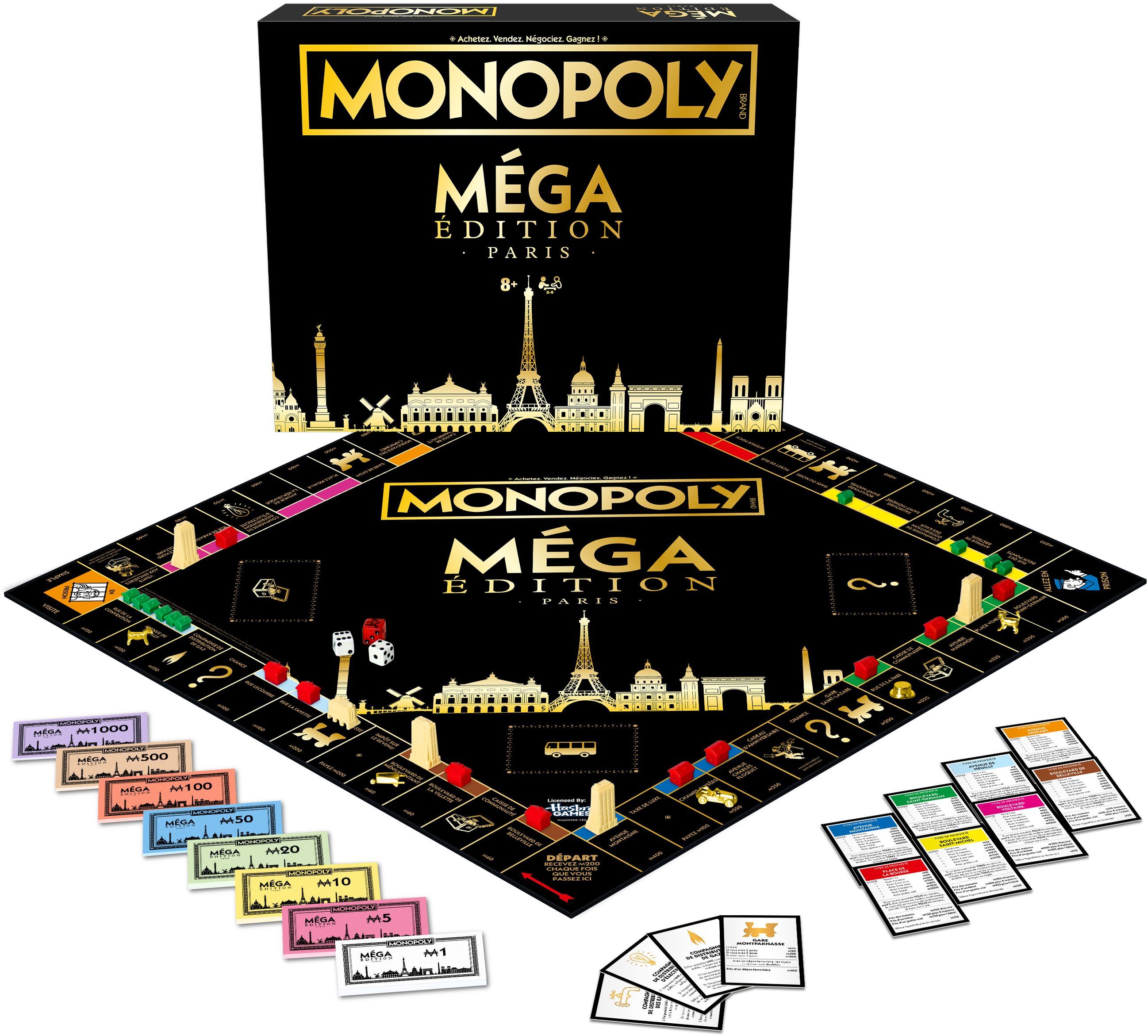 Jeu Classique Winning Moves Monopoly Méga Paris – Édition de Luxe 2 à 6 Joueurs Dès 8 Ans