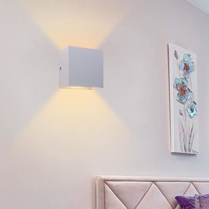 UNI Applique Murale Intérieur 6W Lumière Blanc Chaud Lampe Eclairage Décoration pour Couloir Escalier Cuisine Blanc