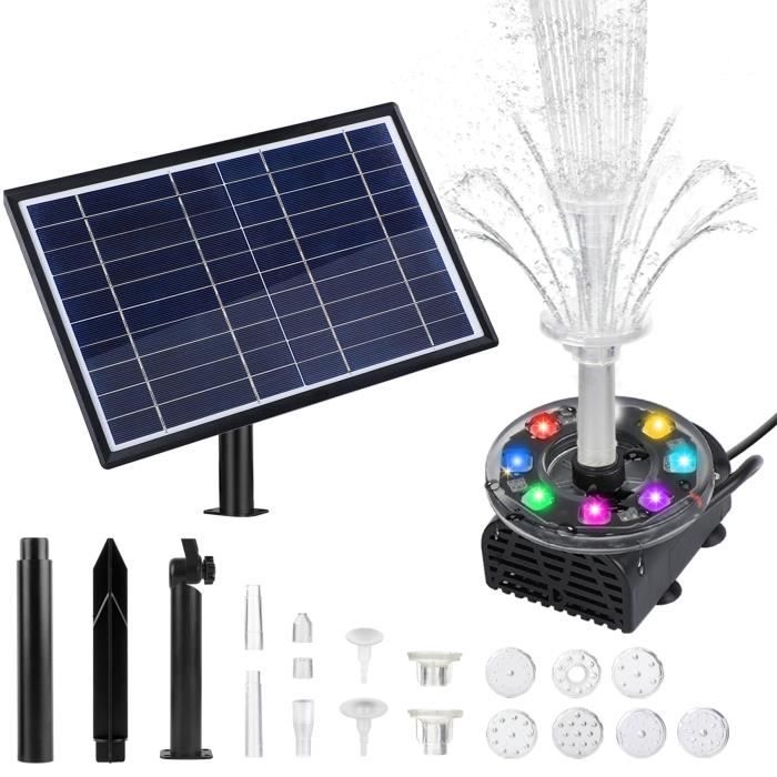 Kit Filtre Solaire Pour Bassin 10 W – Pompe Submersible Avec Tuyau 2 M – Hauteur De Levage 2,5 M – Pour étang, Aquarium Extérieur, Réservoir