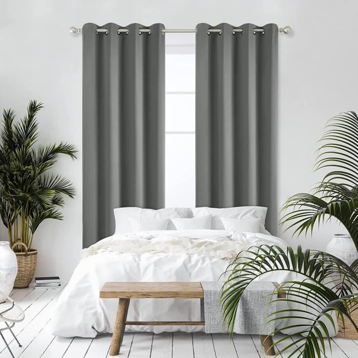 Rideaux Occultants 120x110 Cm - 100% Polyester - Isolation Thermique & Acoustique - Œillets Métalliques 4cm
