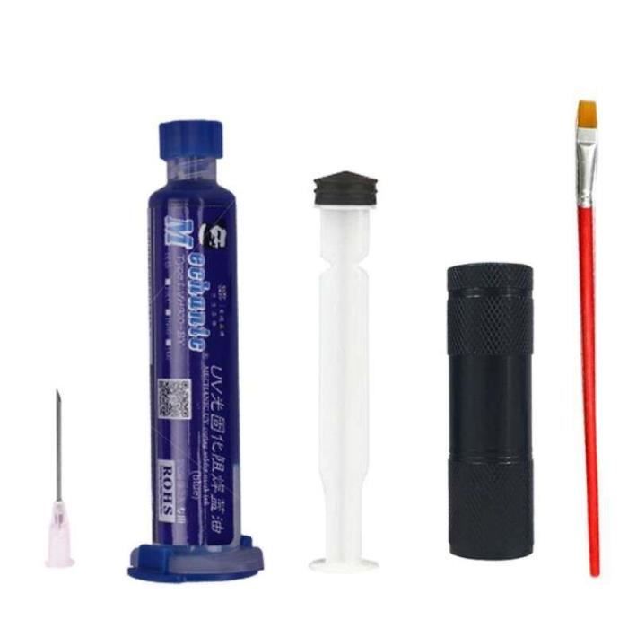 Masque à Souder (Solder Mask) Durcissable Aux UV - Tube 10cc Avec Piston - Pour Réparation PCB