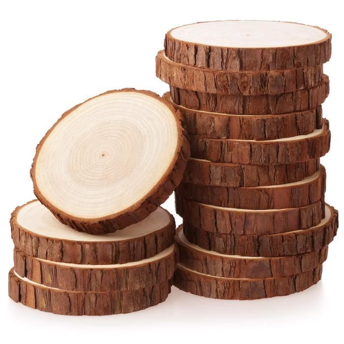 Tranches De Bois Naturel 10 Pièces - Diamètre 11-12cm | Pour Décoration, Pyrogravure, DIY | Pin Non Traité
